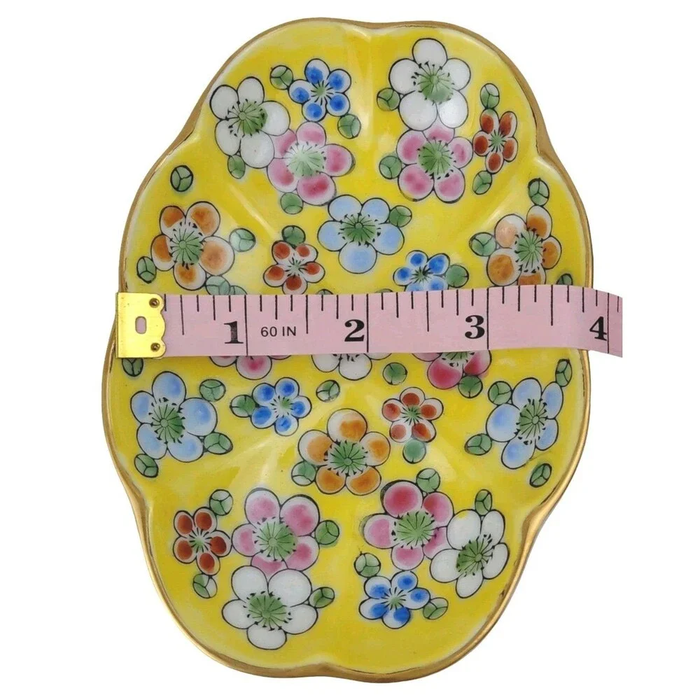 Imari Vtg Porcelain Yellow Floral Soap NOS New In Box Hand Painted Gold Edge